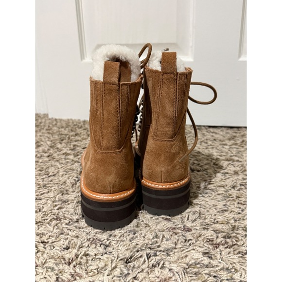 Marc Fisher LTD Mizzlie Leather Fur Lined Lace Up Combat Boots Women's 5M - Picture 4 of 6